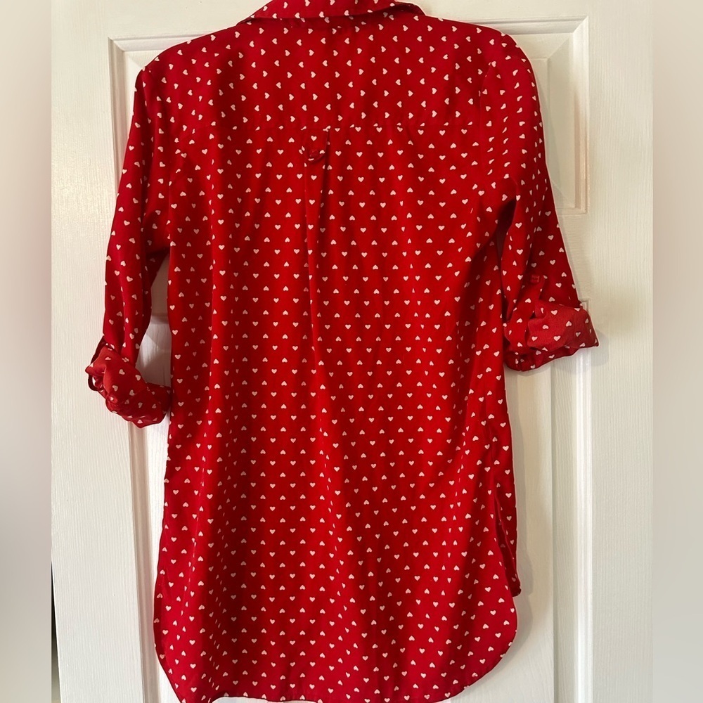 Valentine’s Day Red and white heart polka dot tunic blouse, size small - Picture 5 of 6